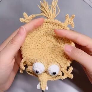 班味松鼠杯垫冰包HDT钩河世纪仓鼠杯垫织毛线料大松鼠杯垫手工材