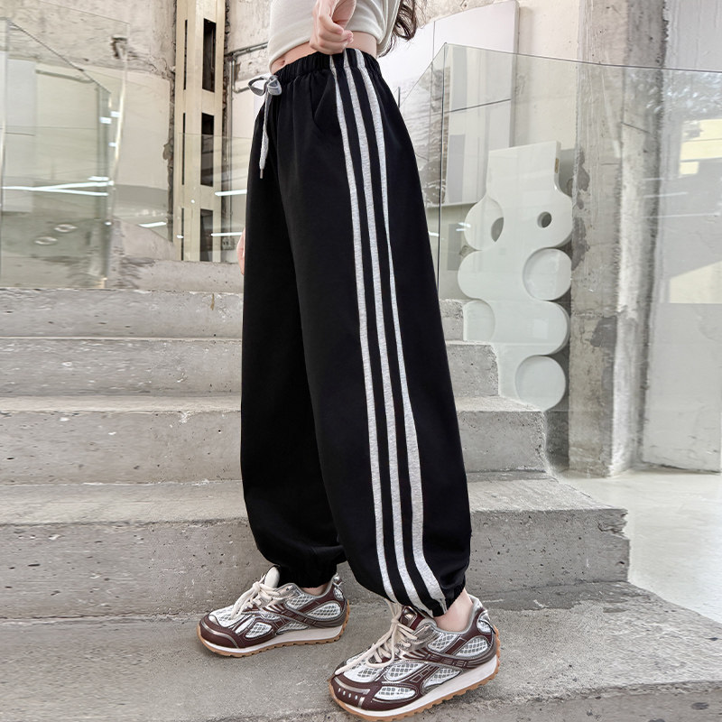 女童夏季裤子洋气薄款宽松运动裤图片