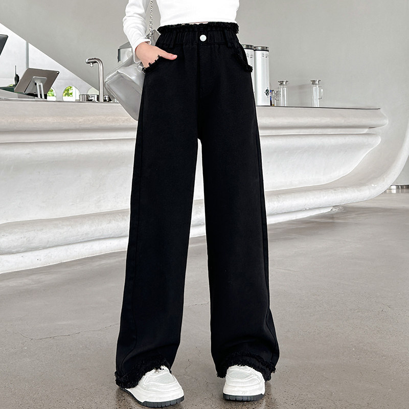 女童裤子冬装新款洋气儿童加绒黑色休闲裤冬季大童女孩窄版直筒裤,童装/婴儿装/亲子装,裤子,淘宝优惠券,粉丝福利购,淘宝优惠卷