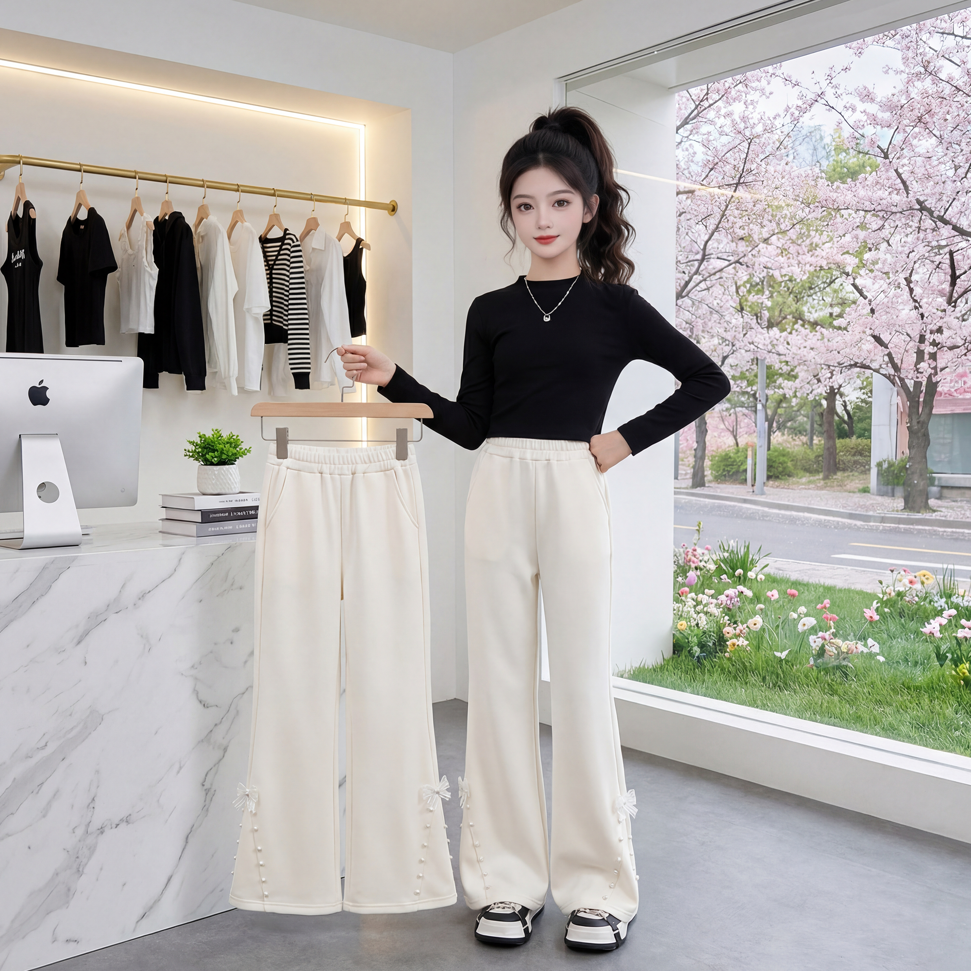 女童加绒微喇裤冬季新款洋气儿童休闲裤子大童女孩冬装显瘦喇叭裤,童装/婴儿装/亲子装,裤子,淘宝优惠券,粉丝福利购,淘宝优惠卷