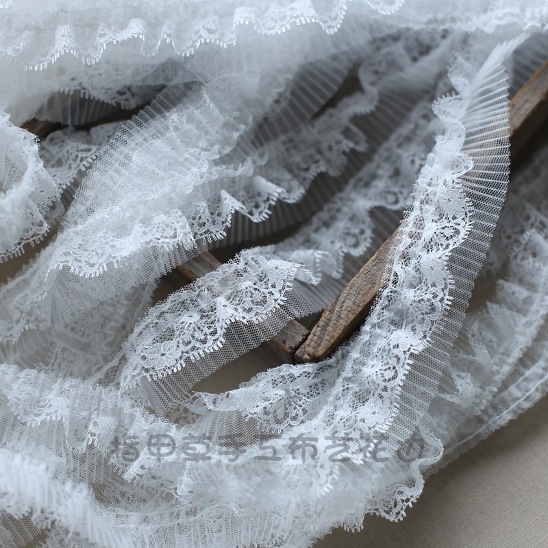 4CM宽双层网纱牙签褶花边蕾丝小边褶子手工diy服装花边帽子辅料,居家布艺,花边,淘宝优惠券,粉丝福利购,淘宝优惠卷