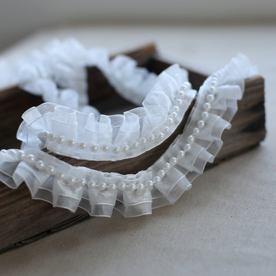 3cm花边仿珍珠领口镶边