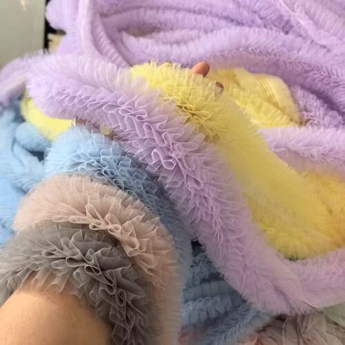 加密网纱缩褶花边蕾丝蓬蓬纱帽子花边裙边diy娃娃裙子衣边装