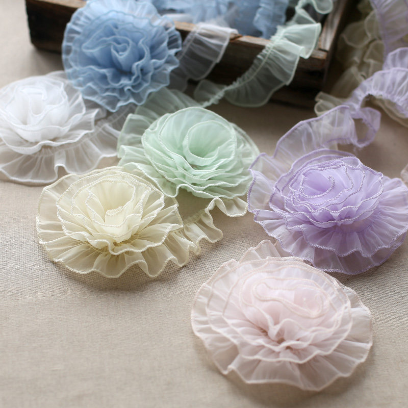 3CM糖果色超柔纱缩褶加密皱子蕾丝花边辅料马卡龙色密边衣边裙摆,居家布艺,花边,淘宝优惠券,粉丝福利购,淘宝优惠卷