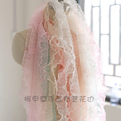 双层波点网纱蕾丝花边衣服装饰