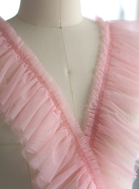 10CM宽缩褶蕾丝花边网纱加密diy洛丽塔花边装饰服装辅料花边裙摆