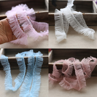 3.5CM宽网纱缩褶花边加密