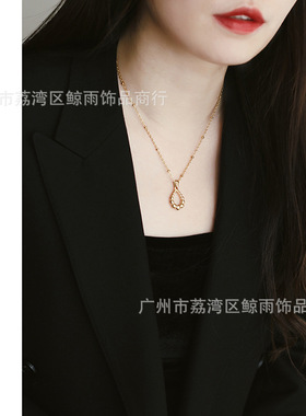 复古欧美玫瑰花水滴形不锈钢镀金