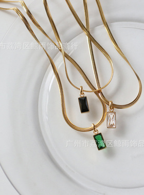 XL154鲸雨饰品祖母绿蛇骨欧美方