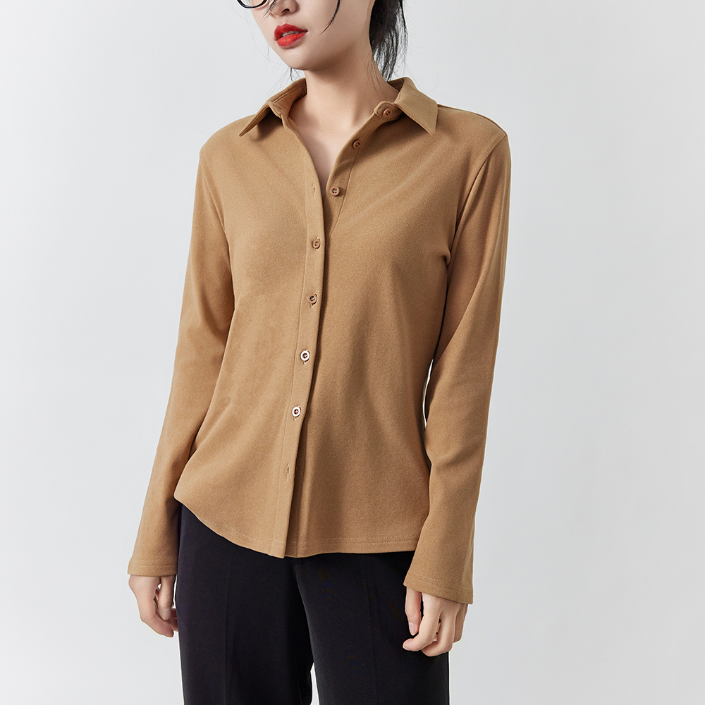 美拉德长袖德绒双面磨毛衬衫女厚