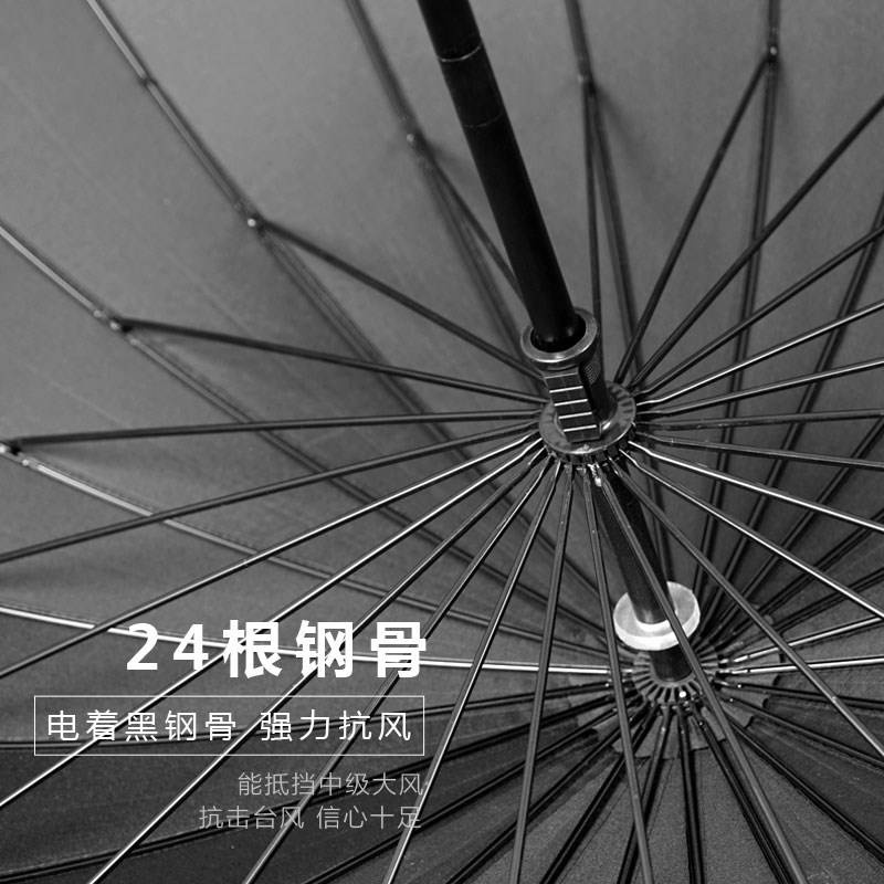 直把24直柄伞骨加大雨伞大黑色成人雨具长柄强直黑伞长伞套大号加