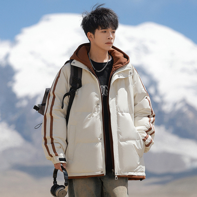 假两件连帽羽绒服男士冬季新款