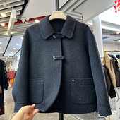 双面呢大衣女中老年宽松呢子毛呢外套 翻领短款 妈妈装 2025秋冬新款