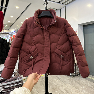 黑色立领短款棉衣女冬装羽绒棉服