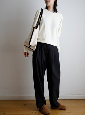 艺间出品通勤宽松简约精致纯棉基础圆领软糯长袖T恤女2025秋冬