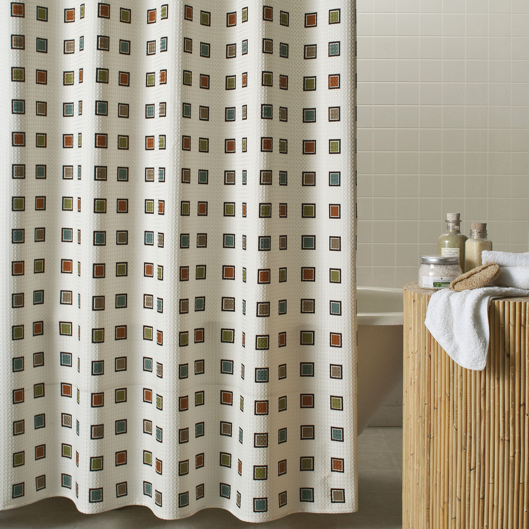 欧式简约典雅浴帘特厚提花涤纶布防水防霉浴室干湿分离浴室隔断帘