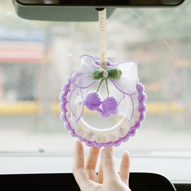 diy毛线手工编织铃兰花车载挂饰