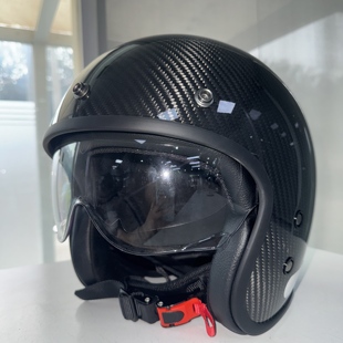 h2h碳纤维舒适轻量级踏板太子挎骑复古摩托车头盔带太阳镜大半盔