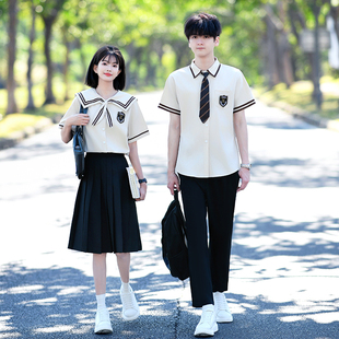 夏季 毕业照礼服小学生初中高中合唱团朗诵演出服制服 集体班服短袖