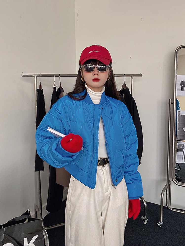 棉服女冬ins港风短款棒球服厚棉衣/棉服