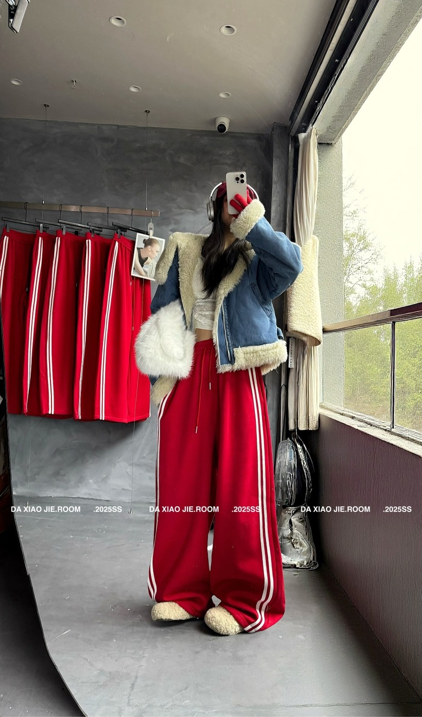 25冬新韩圣诞红时尚百搭气质高腰显瘦直筒阔腿休闲裤女宽松长裤子,女装/女士精品,卫裤,淘宝优惠券,粉丝福利购,淘宝优惠卷
