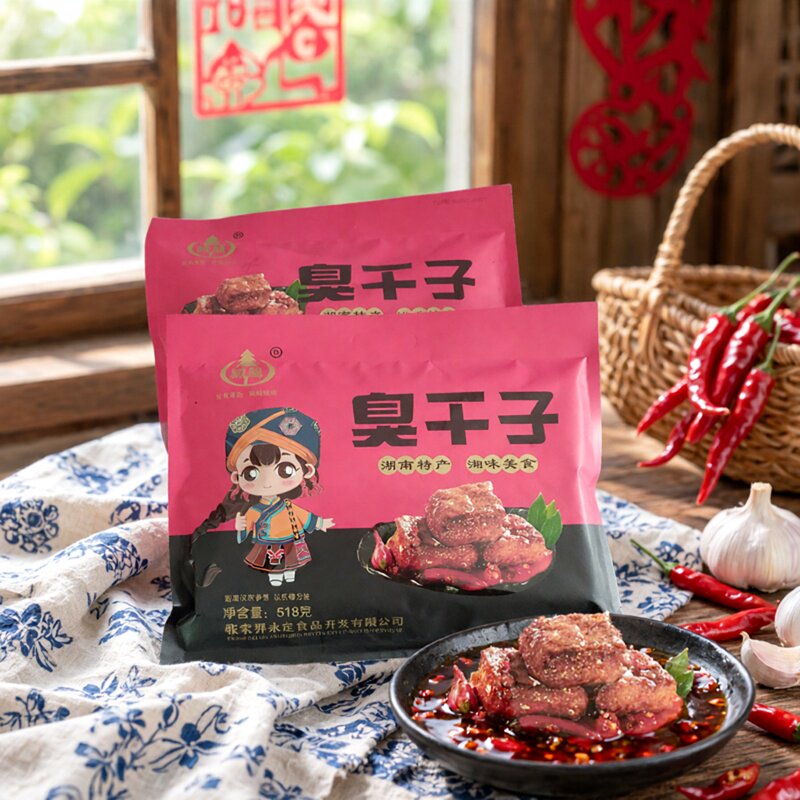 湖南张家界土特产枞林长沙臭干子臭豆腐干子香辣味零食小吃伴手礼