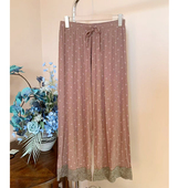 女式 九分长裤 坑条莫代尔棉蕾丝弹力家居裤 高腰大码 薄款 小碎花睡裤