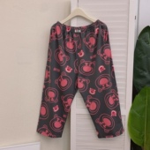 纯棉春夏季 薄款 女式 胖MM宽松卡通家居裤 大码 子弹力中高腰单裤 睡裤