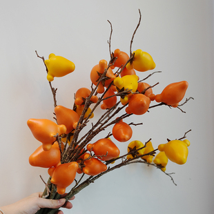 五代同堂黄金果仿真花家居陈列装 饰花艺摆件家用客厅花瓶配饰