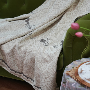 爱马马车夏日软凉席家居盖毯+枕巾