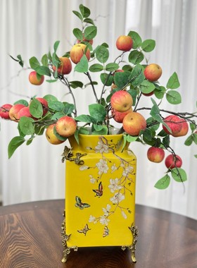 仿真花/中式风格仿真8头带叶红富士苹果 3支 高90cm