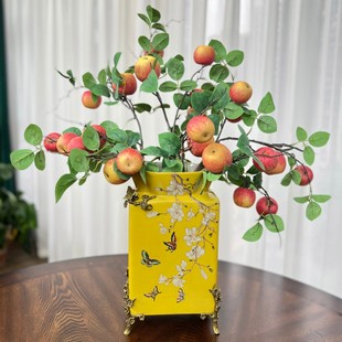 3支 仿真花 仿真8头带叶红富士苹果 风格 高90cm 中式