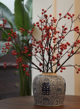 仿真花/出口美国沃尔玛商超北美仿真冬青果实60头 5支一组