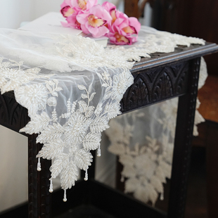 欧式 车股蕾丝桌旗居家唯美镂空桌布电视柜茶几蕾丝布艺桌巾