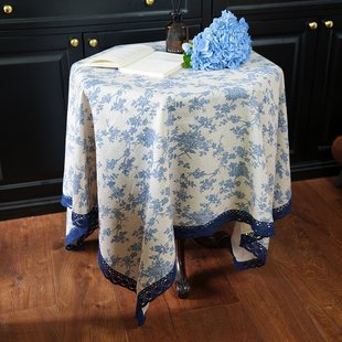 复古蓝玫瑰蕾丝桌布