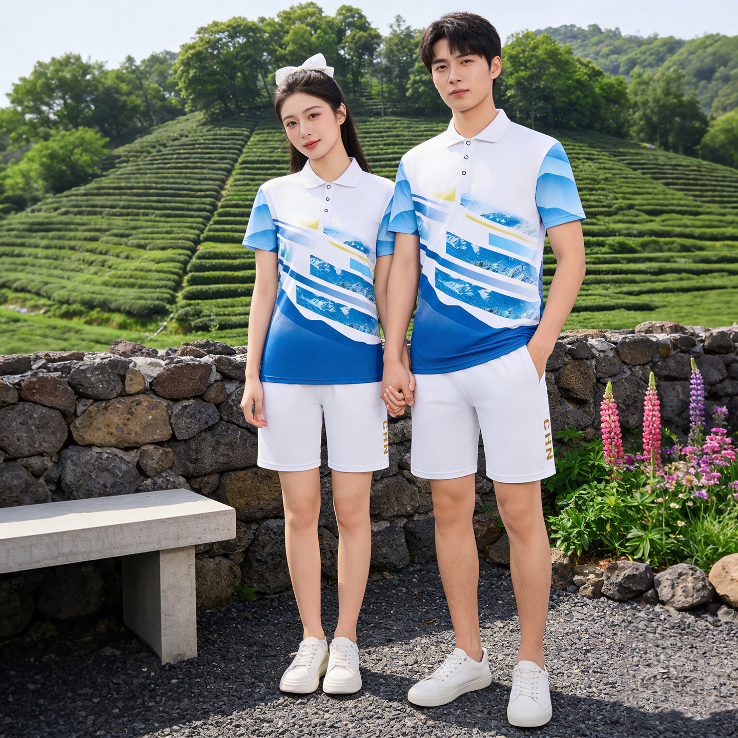 速干运动短袖运动服男女T恤套装情侣跑步长裤夏装半袖团体服定制