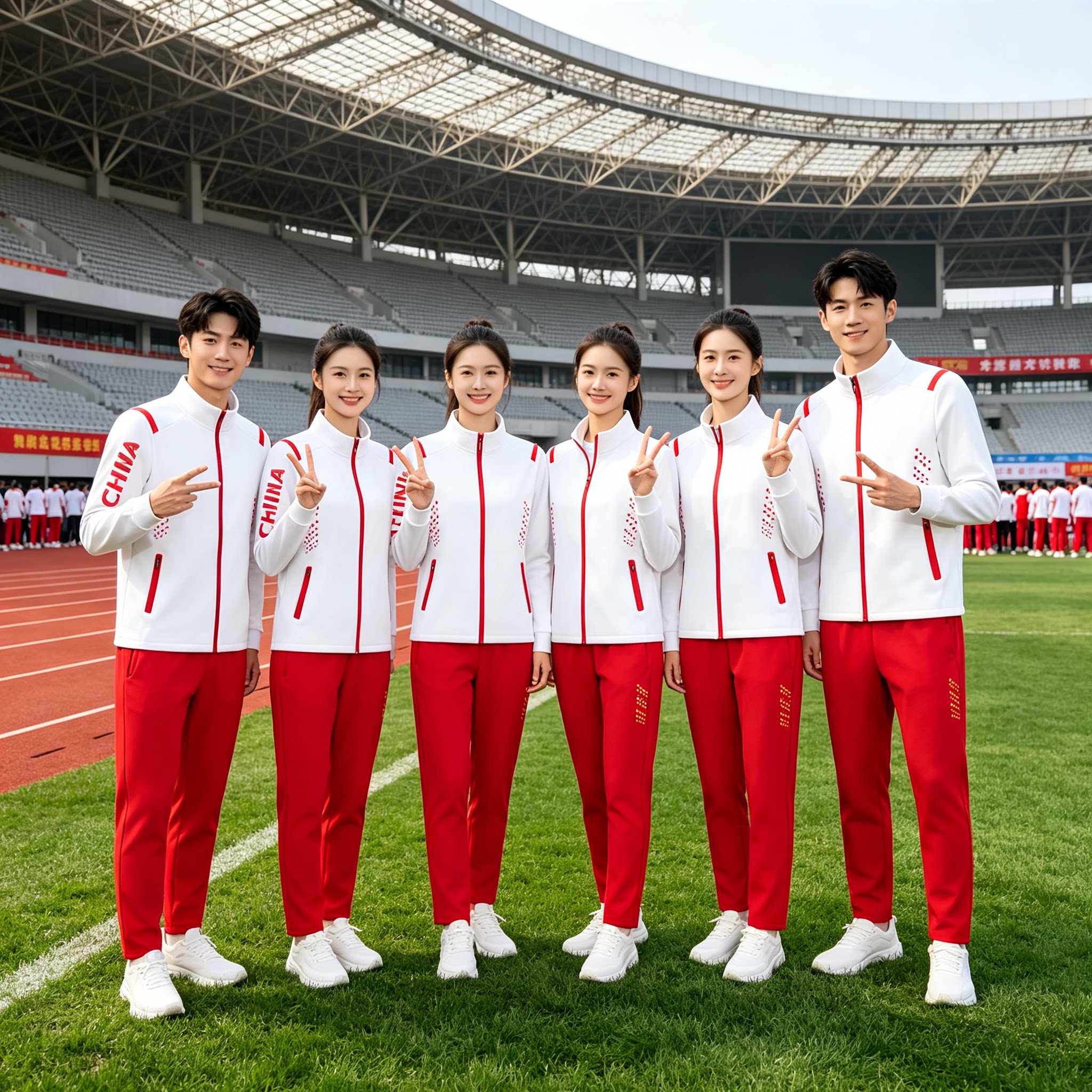 中国队运动服套装男女羽毛球比赛服体育团体训练服老师跑步服定制