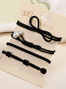 四件套韩版发饰头饰发绳扎头发高弹力皮筋蝴蝶结可爱发圈