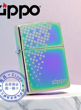zippo打火机经典标志金幻彩格子
