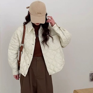时尚 90白鸭绒轻薄羽绒服女短款 百搭衬衣领外套 江南同款 2025新款