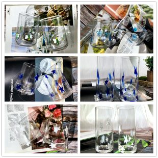 623中古外贸出口彩色少女ins小清新粉蓝色无盖早餐牛奶水杯果汁杯