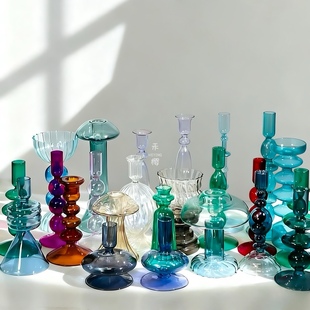 129禾樱出口欧美耐热玻璃圣诞烛台摆件家用餐桌蜡烛浪漫饰品新款