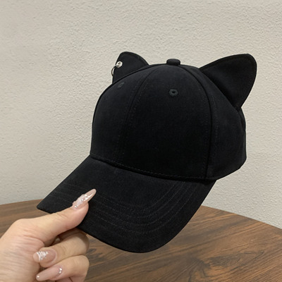 2025新款立体猫耳朵棒球帽子女甜美可爱百搭减龄硬顶鸭舌帽显脸小