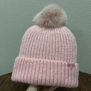 冰岛花儿与少年同款狐狸毛球帽子女秋冬保暖毛线帽护耳毛套头帽潮