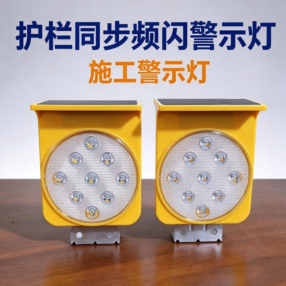 太阳能护栏同步频闪灯LED夜间道路施工警示灯路障灯长续航小黄灯
