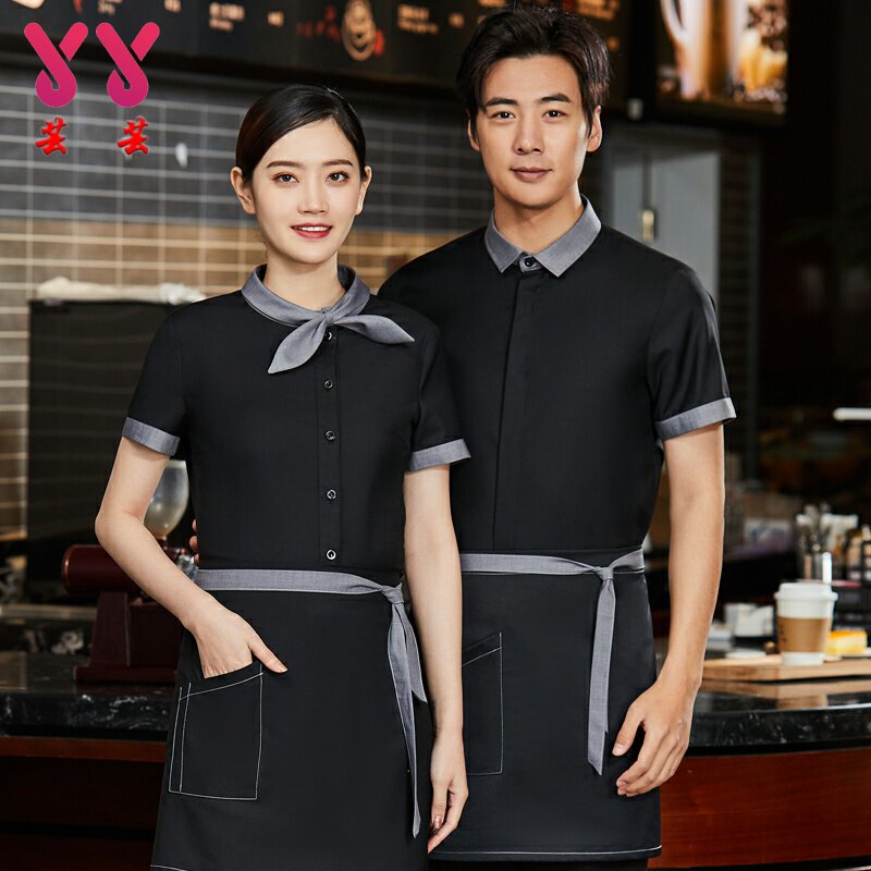 奶茶店蛋糕店服务员工作服短袖衬衣西餐厅咖啡厅夏季餐饮制服工服