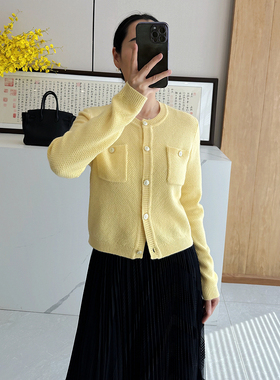 C4657 时尚巴黎的老店 爆美的气质！100%羊绒 小香风圆领开衫毛衣