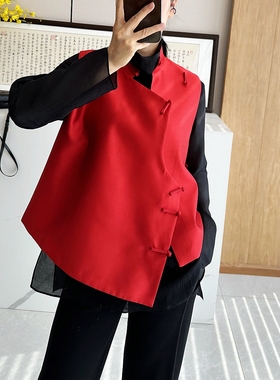 C4826 时尚巴黎的老店 高端丝羊毛 显贵气又娇俏 新中式马夹 背心