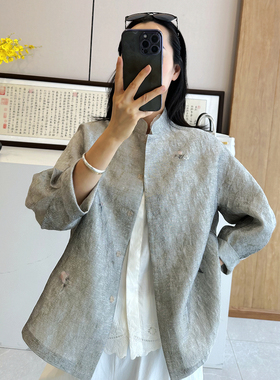 C4370 时尚巴黎的老店 限量高定！内衬欧根纱 重工绣花新中式外套