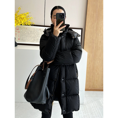 C4690时尚巴黎的老店 中长鹅绒羽绒外套女 连帽可拆 白鹅绒面包服